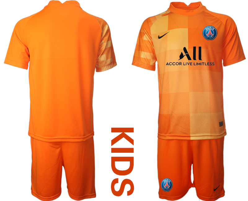 Youth 2021-2022 Club Paris St German orange red goalkeeper blank Soccer Jersey
